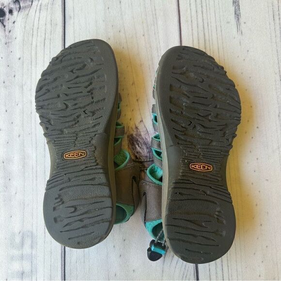 KEEN Whisper Hiking Water Sandals Grey/Peacock Green Bungee Lace Women's Size 7 - Picture 7 of 7